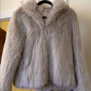 H&M hooded faux fur jacket